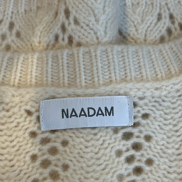 NAADAM Women's Cashmere V-Neck Sweater in Cream - Picture 3 of 5